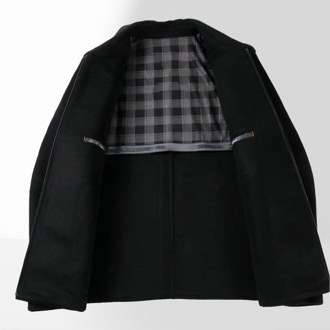 Cappotto corto da uomo in lana di cashmere double face con risvolto corto autunno inverno