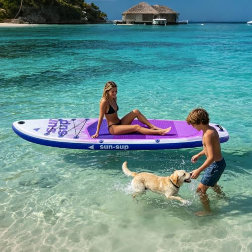 Image of Inflatable Stand Up Paddle Board Extra Wide SUP Board with Removable Fin with Premium SUP Paddle Board Accessories, Wide Stable Design, Non-Slip Comfort Deck for Youth & Adults