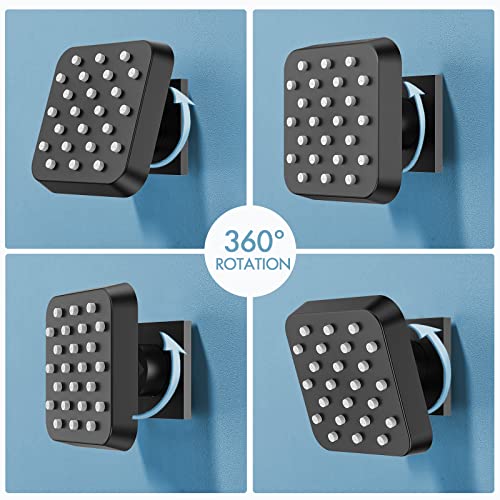 Shower Body Spray Jets, Bostingner 2.63-Inch Brass Square Shower Body Sparyer Spa Massage Showerhead Wall Mount Nozzles Npt 1/2”-4Pcs (Matte Black) #TOP2