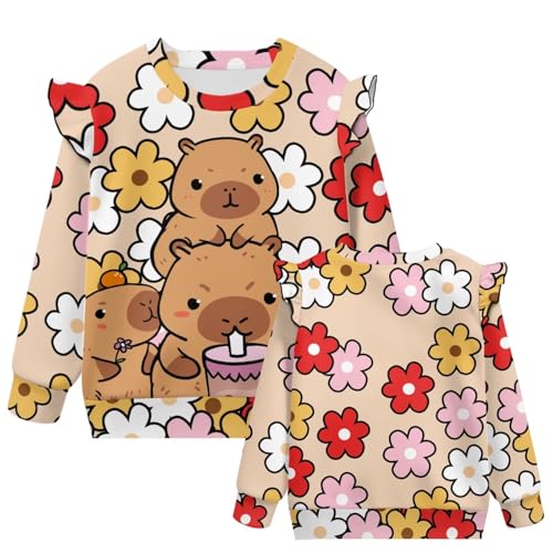 Ruffle Long Sleeve Sweaters for 1-8 Versatile Soft Girls Sweatshirts Girl and Toddlers' Crew Neck Sweatshirt2