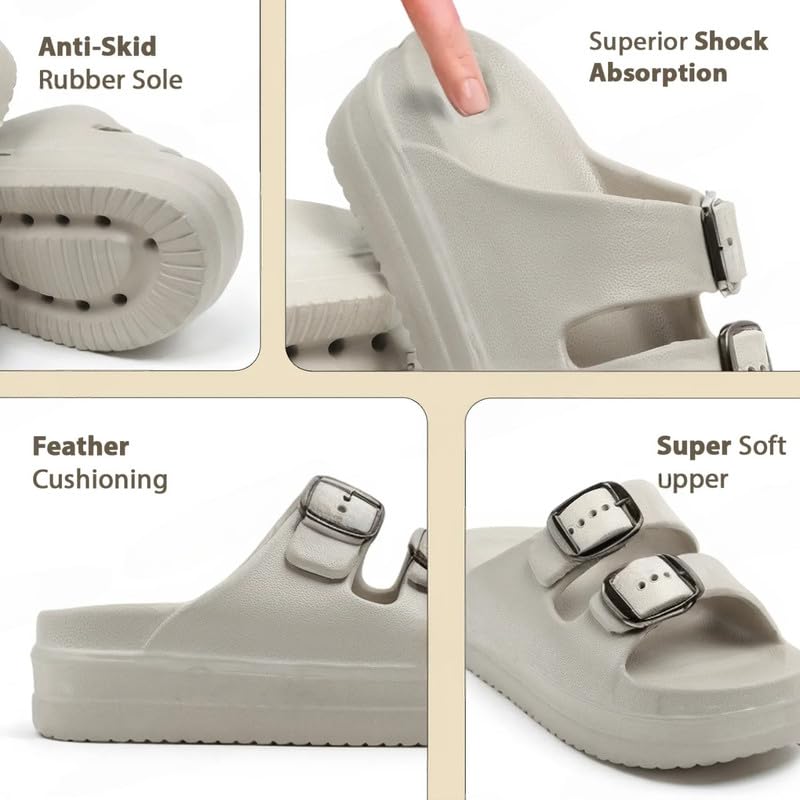 Image of Women Summer Flip Flop Slippers Casual Pillow EVA Anti-Slip Sole Slide Slipper Double Strap Sandals for Women's & Girls Rubber Flats