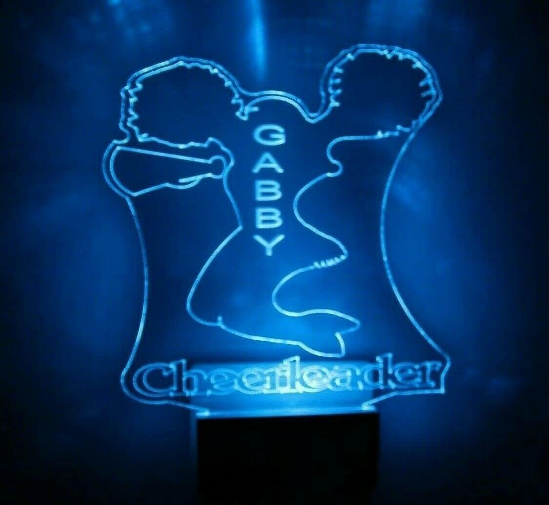 MIRROR MANIA Cheerleader Cheer Night Light Multi Color Personalized LED Plug-in, Ultra-Slim Cool-Touch with Smart Dusk to Dawn Sensor, Kids Children's Bedroom, Kitchen, Bathroom, Hallway, Play Room