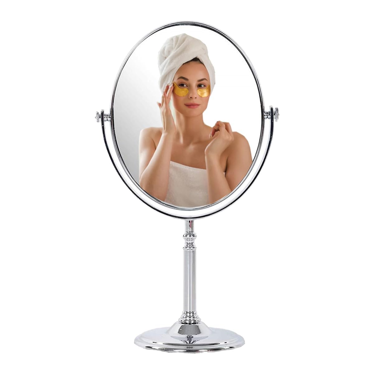 ASOMA Makeup Mirror|Magnifying Glass Mirror Makeup|Double Side Magnification|Tabletop Vanity Hand Mirrors Stand|5X and 1X|(Men&Women-Silver, Oval, Framed)-image-7