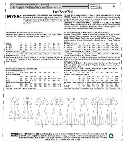 Patron de couture McCall's M7864 modèle papier multi-tailles uni - 3