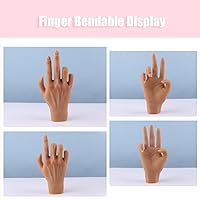 Vista 2 de Mano de práctica de silicona para uñas acrílicas, manos de maniquí para práctica de uñas con soporte ajustable, mano falsa de tamaño real para uñas
