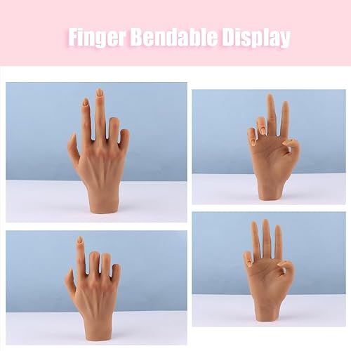 Miniatura 2 de Mano de práctica de silicona para uñas acrílicas, manos de maniquí para práctica de uñas con soporte ajustable, mano falsa de tamaño real para uñas