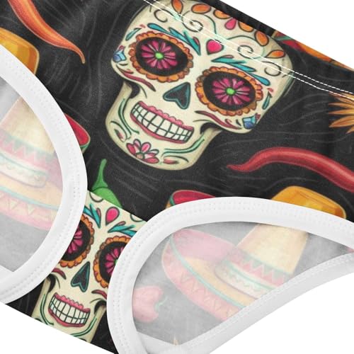 Toddler Underwear Floral 2t Cotton Girl Panties Cute Colorful Briefs Girls Undies Colorful Sugar Skulls Chili Black4