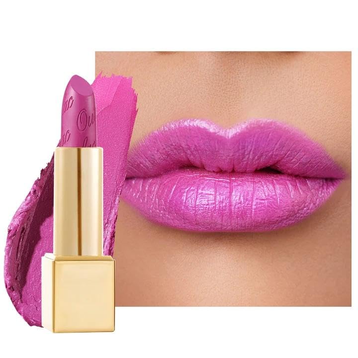 OulacPurple Metallic Glitter Lipstick, Violet Shine High Impact Lipcolor,Mauve Long Lasting Lip Stick, Soft and Ultra Moisture,Vegan & Cruelty-Free, Full-Coverage Lip Color 4.3 g/0.15 Velocity(15)