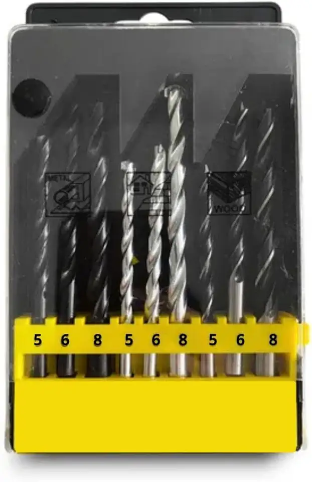 Kit 9 Brocas para Madeira Ferro e Concreto 5mm 6mm 8mm com Estojo Organizador para Furadeira Uso Doméstico e Profissional Alta Resistência e Precisão PREMIUM