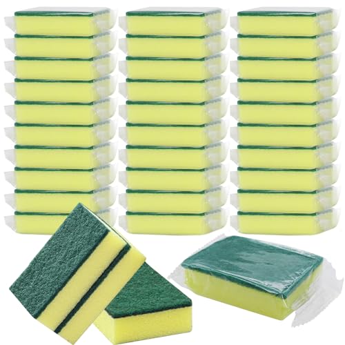 Image of 30 Pack Kitchen Sponges Individually Wrapped | Non-Scratch Scouring Pads Bulk Scrub Sponges for Cleaning Kitchen and Household, Car, Dish Sponge for Apartments Hotel