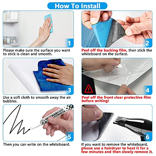 Cuhioy Dry Erase Self Adhesive Magnetic Whiteboard Sticker On Any Smooth Surface, Stain Resistant 17X12 Fridge Whtieboard Magnet Sheet, Used As Weekly Meal Planner Reminder Notice 3 Marker Pens #TOP4