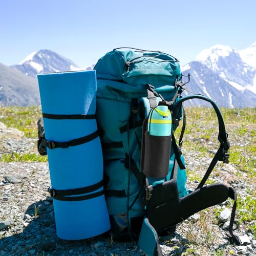 Xxerciz Water Bottle Holder for Backpack Shoulder Strap, Nylon Water Bottle Strap with Drawstring Carabiner, Portable Backpack Attachment Water Bottle Pouch for Hiking Walking Camping
