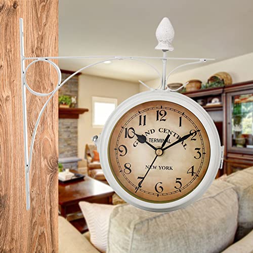 Horloge murale double face 21.8cm suspendue avec double cadran vintage - 5