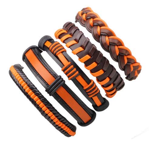 3 Pulseiras Bracelete de couro sintético Unissex masculina feminina ajustável