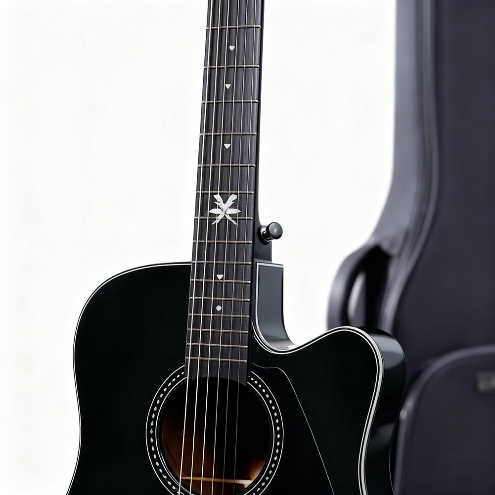 Chitarra Acustica, Set Chitarra Con Spalla Mancante, Custodia Morbida, Plettri, Corde E Tracolla Ideale Per Principianti, Adolescenti E Adulti(nero)