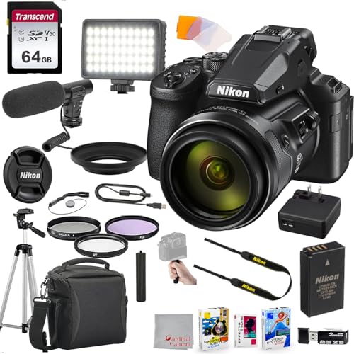 Nikon COOLPIX P950 �f�W�^���J�����A64GB�������A�r�f�I�}�C�N�ALED�r�f�I���C�g�A�P�[�X�A�O�r�A�t�B���^�[�A�t�[�h�A�O���b�v�A�r�f�I&�ʐ^�ҏW�\�t�g�E�F�A�L�b�g�B