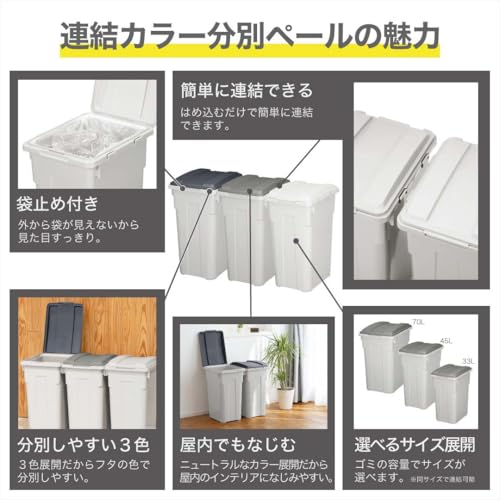 Caneca de basura rectangular gris oscuro 33 L con tapa miniatura 2