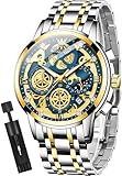OLEVS Mens Watch Chronograph Luxury Diamond Dress Business Analog Quartz Wrist Watches Stainless Steel Waterproof Luminous