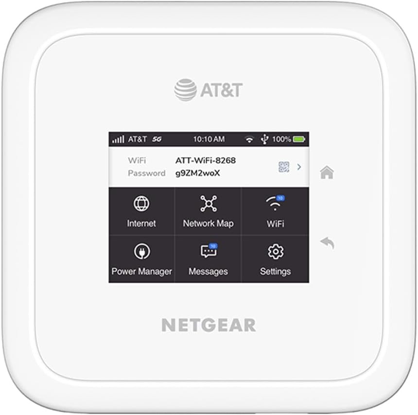 NETGEAR Nighthawk M6 5G WiFi 6 Mobile Hotspot Router (MR6110) โ Blazing Fast Wireless Hotspot Router, Unlocked, Certified with AT&T - White (Renewed)