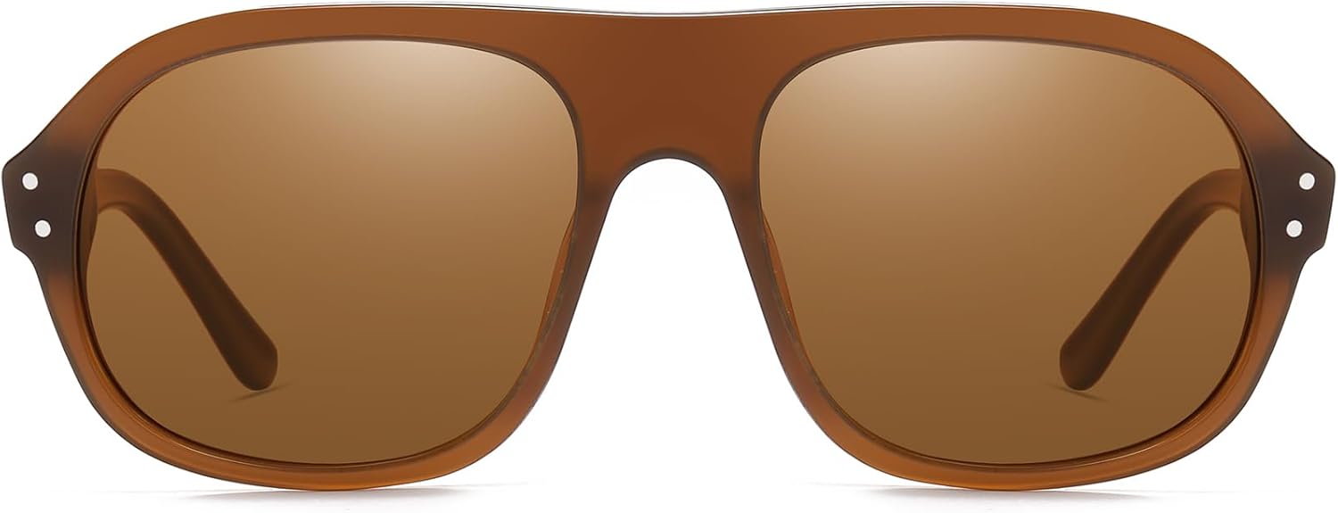 DUCO Retro Aviator Sunglasses for Women Men Polarized Sunglasses UV400 Protection Pilot Sun Glasses Acetate Frame DC2386