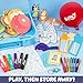 Bluey Imagination Case, 15 Games & Activities, Travel-Friendly Bluey Playset With Markers, Crayons, Balloons, Puppets & Games for 3 Year Olds, Fun Bluey Toys & Toddler Games, Bluey Party Decorations
