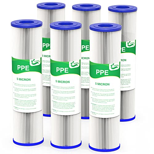 VEGEBE 5 Micron Water Filter 10" x 2.5", 10-inch Whole House Sediment Pre-Filters for Well & Municipal water, Replacement Cartridge for FXWPC, EQ-PFC35, ECP5-10, S1, 3WH-STDPL-F02, SPC-25-1005, 6-Pack VEGEBE 5 Micron Water Filter 10" x 2.5", 10-inch Whole House Sediment Pre-Filters for Well & Municipal water, Replacement Cartridge for FXWPC, EQ-PFC35, ECP5-10, S1, 3WH-STDPL-F02, SPC-25-1005, 6-Pack