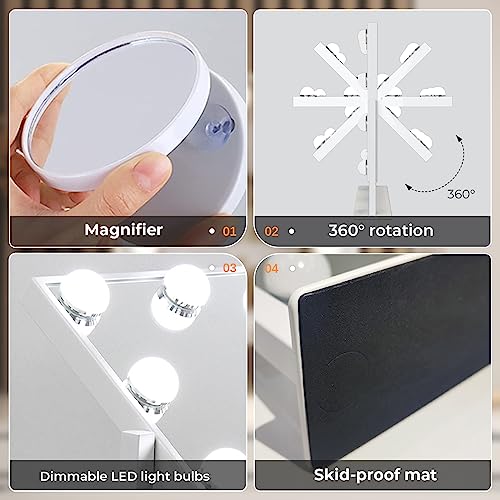 ZL ZELing Vanity Mirror with Lights,Makeup Mirror with Lights,10X Magnification,Light up Mirror with Smart Touch 3 Colors Dimmable,Mirror with Lights with 360° Rotation - Image 6