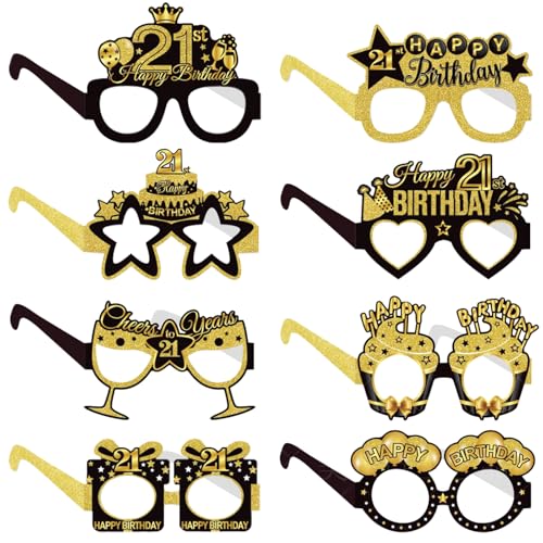 COLANANA Decorazione per occhiali per feste di compleanno, 8 pezzi, decorazioni per feste di 21° compleanno, divertente decorazione per occhiali da vista per il 21° compleanno, accessori per foto di COLANANA Decorazione per occhiali per feste di compleanno, 8 pezzi, decorazioni per feste di 21° compleanno, divertente decorazione per occhiali da vista per il 21° compleanno, accessori per foto di