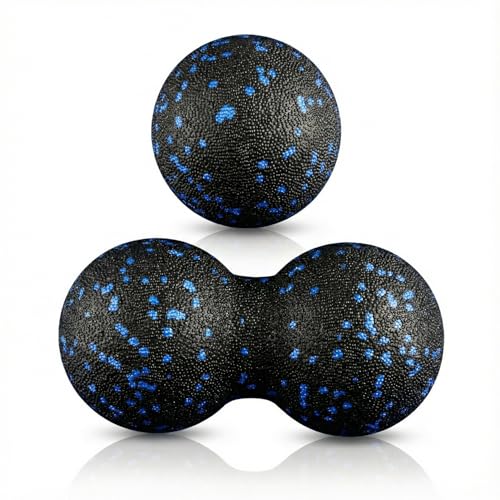 Hopzab 2 PCS Peanut Massage Ball Set, Lacrosse Fascia Ball for Trigger Point Therapy, Deep Tissue Fitness Massage, Myofascial Release, Muscle Tension Relief, for Back, Spine, Foot, Neck