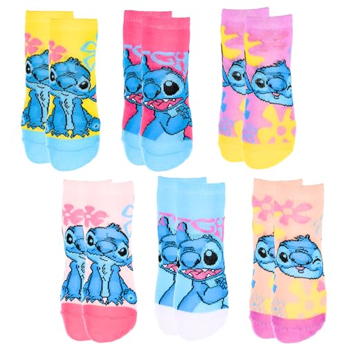 Disney Stitch Socken für Mädchen Set mit 6 Kurzen Socken mit Stitch Design Größe EU 31/34
