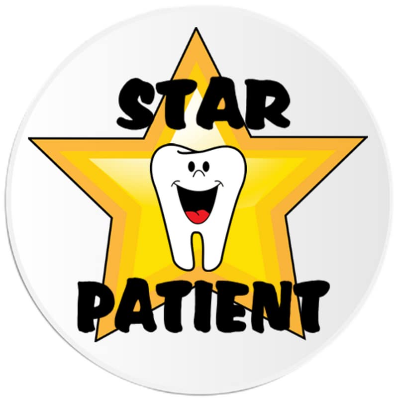 Star Patient - 25 Pack Circle Stickers 3 Inch - Kids Dentist Dental Tooth Smile