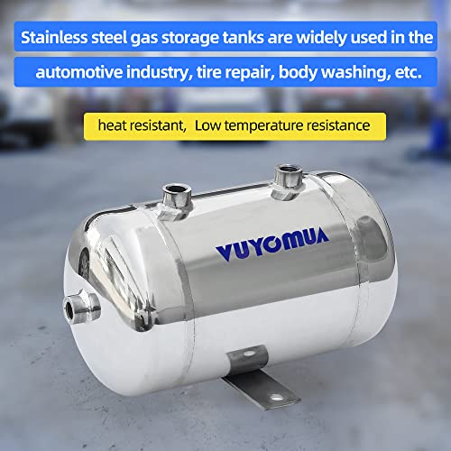 Image of 1 /4 inch NPT Air Compressors 0.8 Gallon Stainless Steel Portable Air Compressor Max 180PSI Air Reservoir Water Storage Tank for Truck, Car, Air Horn, Inflating Tires, Air Ride