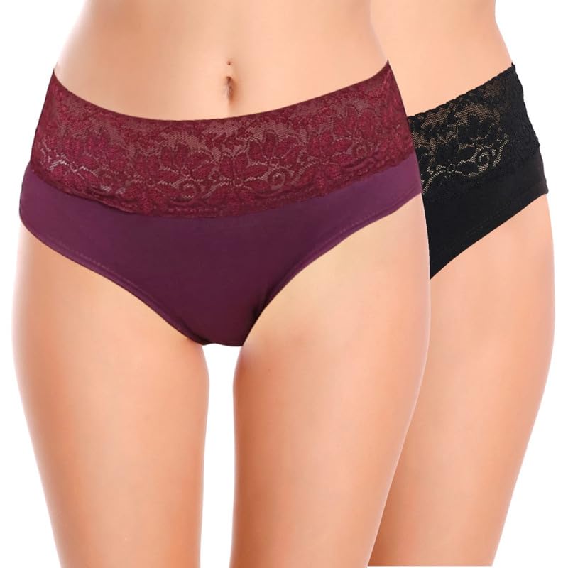 Women's Bikini Lace Cotton Panty - Combo Underwear for Girls (Pack of 2)-image-35
