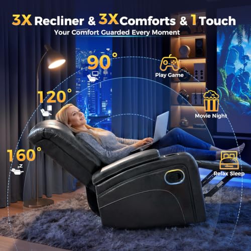 Image of 3X Manual Recliner Chair, 30 Rocks Home Theater Seating (Grey, Microfiber)