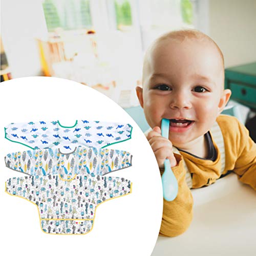 HEALLILY 3 Pcs Bebê Alimentação Avental Resistente Ao Ã“leo de Ãgua Avental de Manga Longa Comer Imp