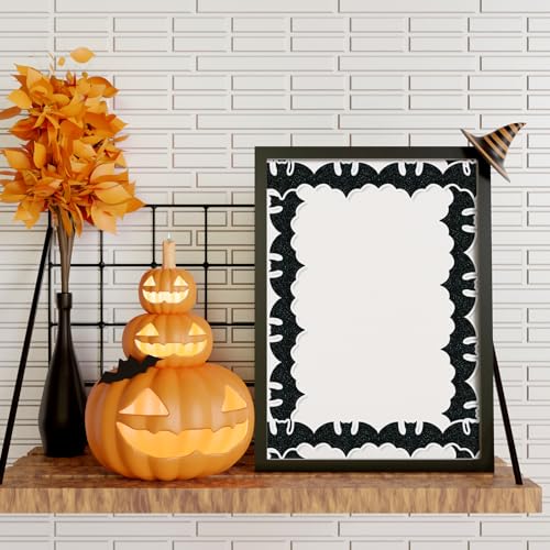 Image of Whaline 65.6Ft Halloween Bulletin Board Border Glitter Black Bat Die Cut Trim Border Roll for Spooky Chalkboard Wall Decor
