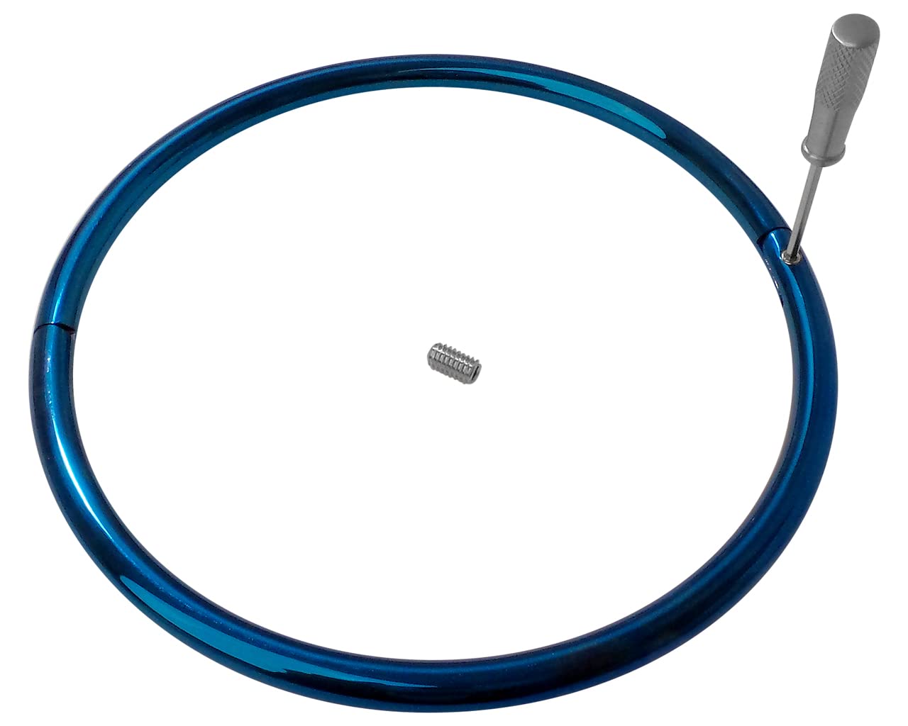 Cuff Store 15inch 8mm Blue Titanium Over Stainless Steel Locking Eternity Collar Slave Day Collar - CuffStore