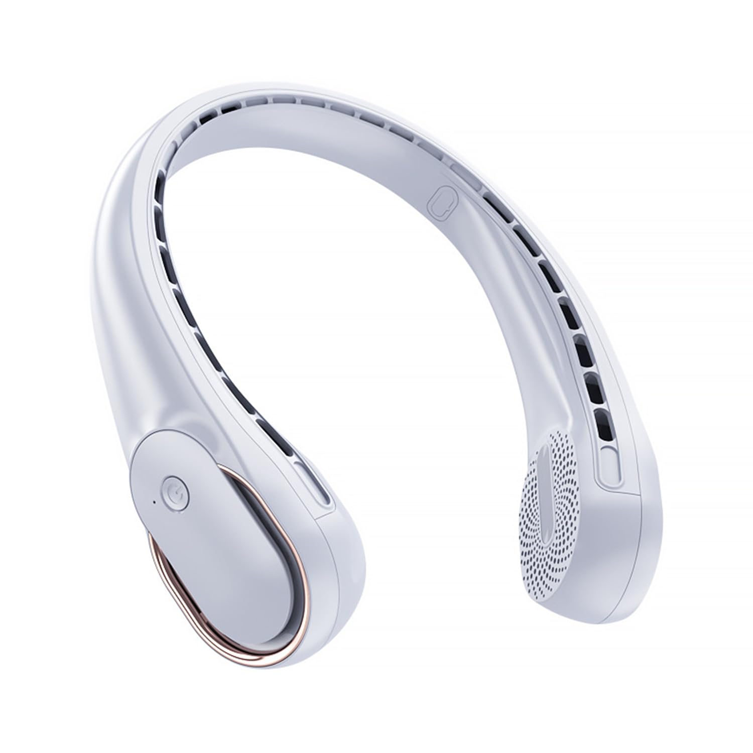 Neck Fan with Strong Wind, 5000mAh Portable Neck Fans Rechargeable, 360° Adjustable Cooling, Quiet Hands-Free Wearable Fan with Fast Charging, Long Battery Life for Travel, Office, Outdoor (White)