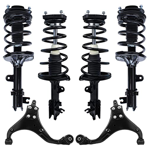 Image of Detroit Axle - 6pc Front End Suspension Kit for Hyundai 05-09 Tucson, 05-10 Kia Sportage, 2 Lower Control Arms 4 Front and Rear Struts & Coil Spring 2005 2006 2007 2008 2009 2010 Replacement