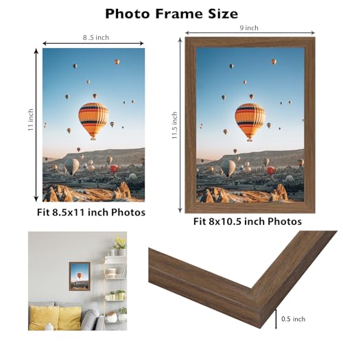 Image of JCJMY 8.5x11 inch Picture Frame Brown for Certificate Poster and Photo, Horizontal and Vertical Formats for Wall Hanging or Tabletop, 8.5x11 Frame with Shatter Resistant Plexiglass, Brown