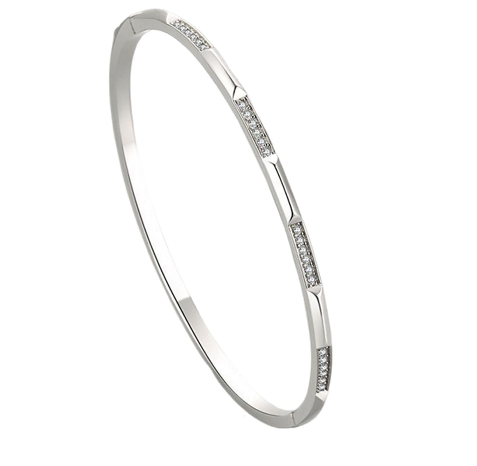 Damen Gliederarmband Verstellbar Weißgold 9 Karat / 14 Karat / 18 Karat, Rund mit Diamant, 16 CM + 5 CM Verlängerung, Armband Damen Silber