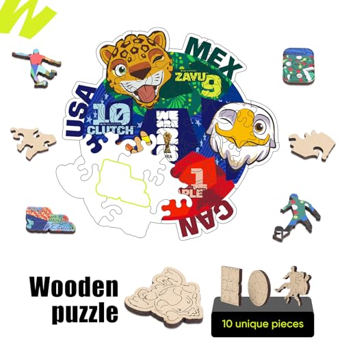 Image of FIFA World Cup 2026 Wooden Puzzles - 3MM Thick Officially Licensed Puzzles - Premium World Cup 2026 Merchandise, Gift for Football Fan, Jigsaw Puzzle for Adult (Mini Box Product Mix, 5-Boxed Edition)