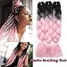 Produktbild Haarverlängerung 60cm Crochet Braids Two Tone Ombre Braiding Haar Synthetik Braid 3 Pcs /300g - schwarz bis pink