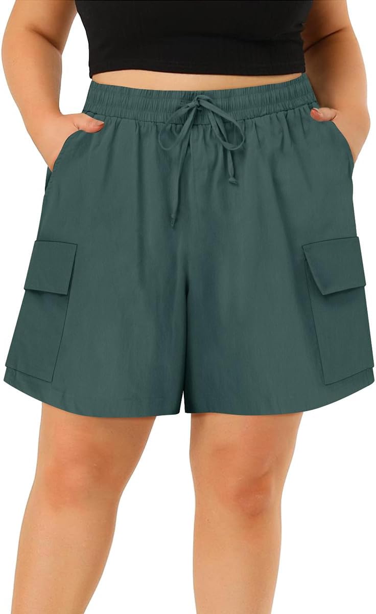 RITERA Plus Size Shorts For Women - Lightweight Elastic Waist With Drawstring & Pockets