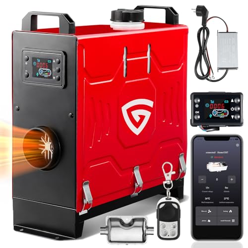 8 KW Dieselheizung 12V / 24V 230V Standheizung Diesel All-in-One mit Fernbedienung & LCD-Bildschirm , Schnelles Aufheizen Blutetooth APP Tragbare Diesel-Luftheizung für LKW Bus Wohnmobil Garage
