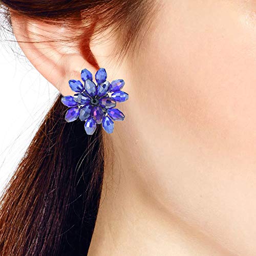 Aeravida Sparkling Purple Crystal Cluster Chrysanthemum Flower Clip-On Earrings For Colorful And Dramatic Fashion Accessories With A Nature Inspired Vibe #TOP4