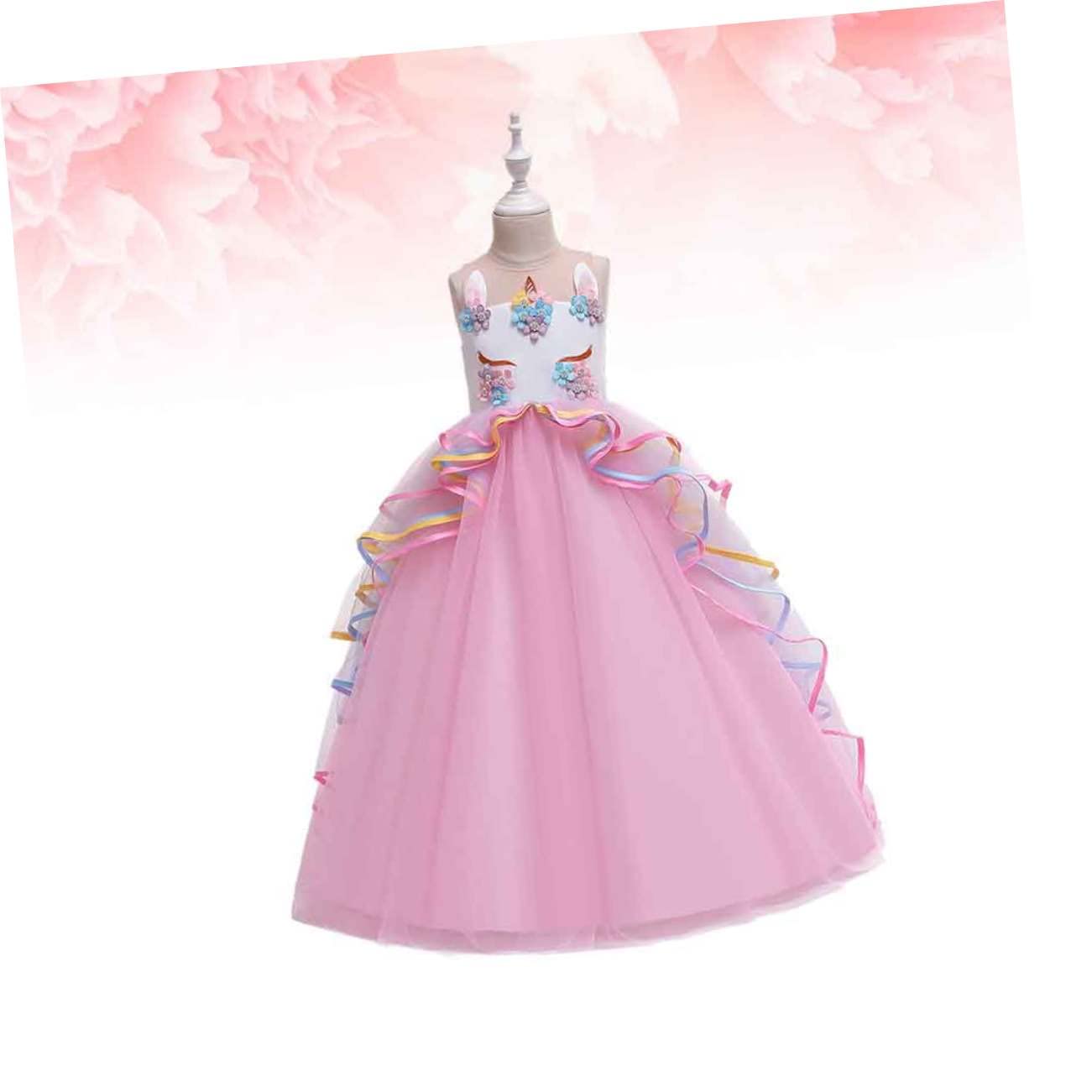 Robe de Licorne pour Garçon et Filles, Costume de Spectacle et Jeu de Rôle en Polyester Rose, Confortable, pour Cosplay et Fête