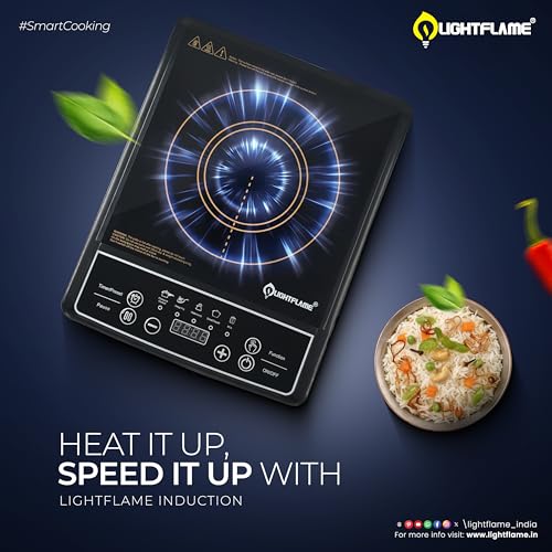 Image of Aera X13 Induction Cooktop 2100W|8 Preset Menu|Full Microcrystalline Glass|Feather push Buttons |Overheat Protection & Auto Turn-Off, Radiant,Black