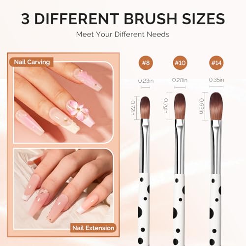 Image of MelodySusie 3Pcs Acrylic Brush Set, Size 8 /10 /14