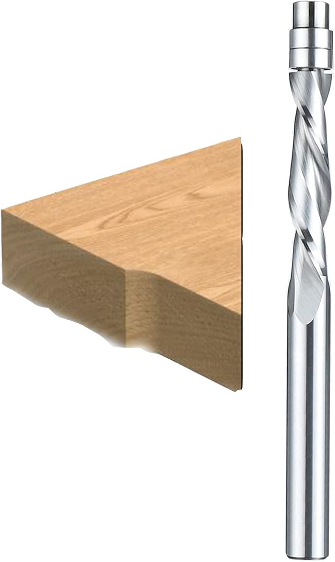 Sinoprotools Spiral Flush Trim Router Bit, 1/4 Inch Shank Solid Carbide